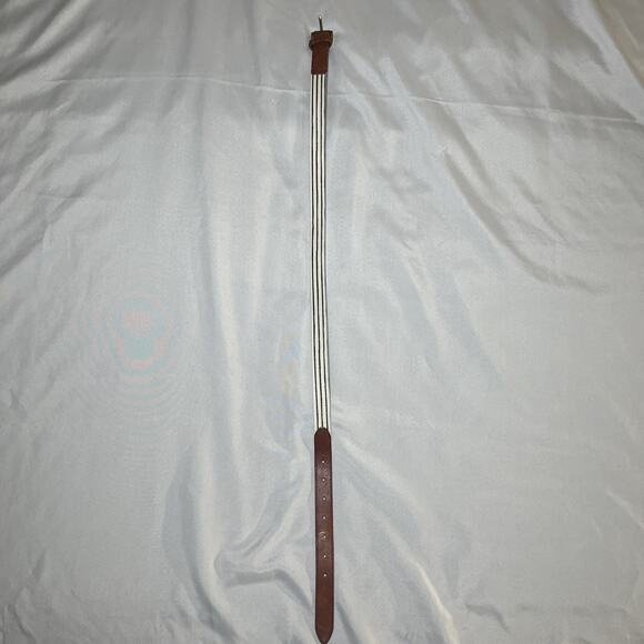 Women's Fossil Belt Cream Blue Stripe w/ Brown Leather Accent Size S EUC - Picture 8 of 10